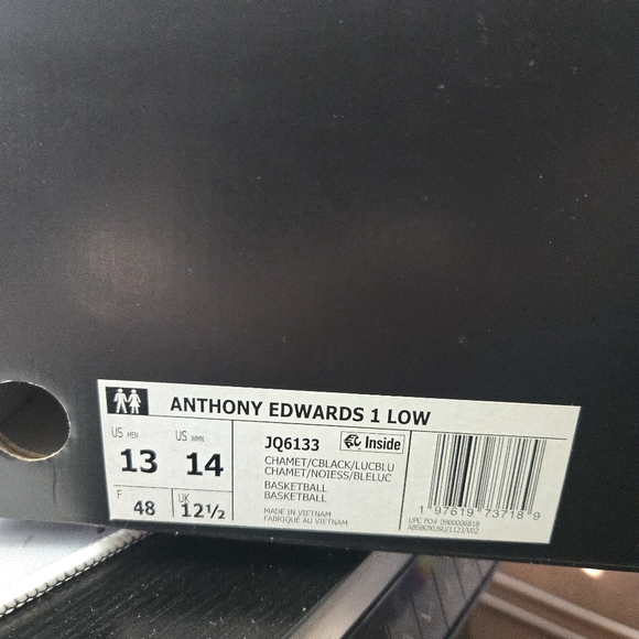 Adidas Anthony Edwards 1 Low Men Size 13 Black Blue And Metallic New 022026 - Picture 9 of 9